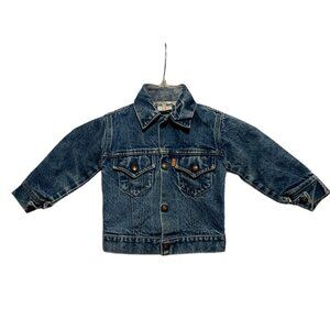 Vintage 70s Little Levis Kids 4T/5T Blue Denim Trucker Orange Tab Jacket Snaps